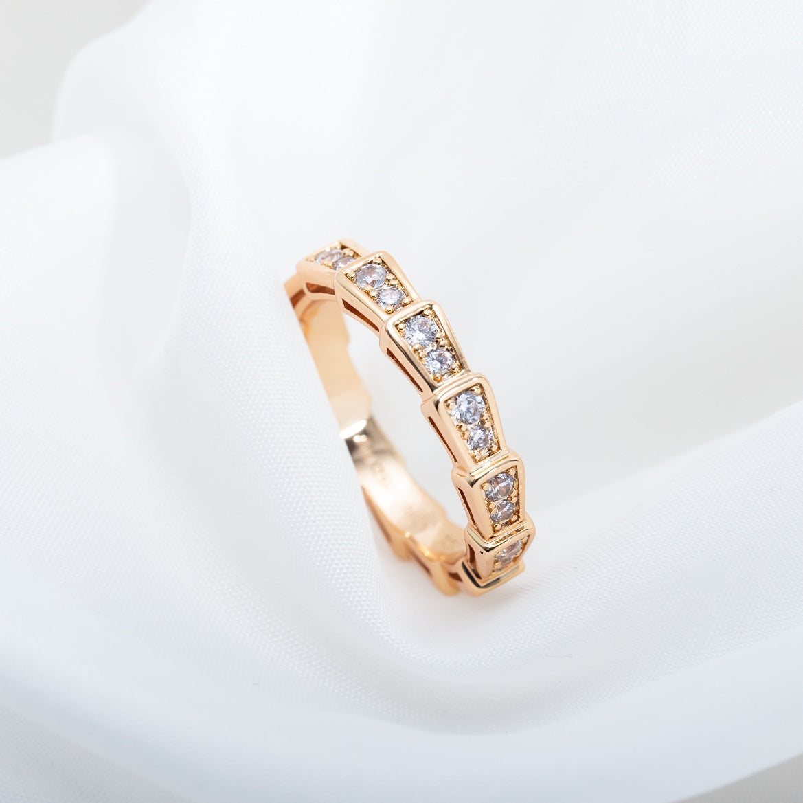 [Everoly JW]SERPENTI RING PINK GOLD DIAMOND PAVED 3MM