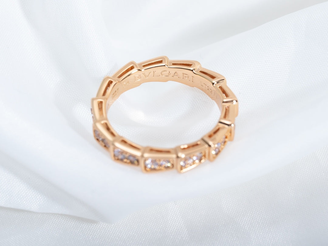 [Everoly JW]SERPENTI RING PINK GOLD DIAMOND PAVED 3MM