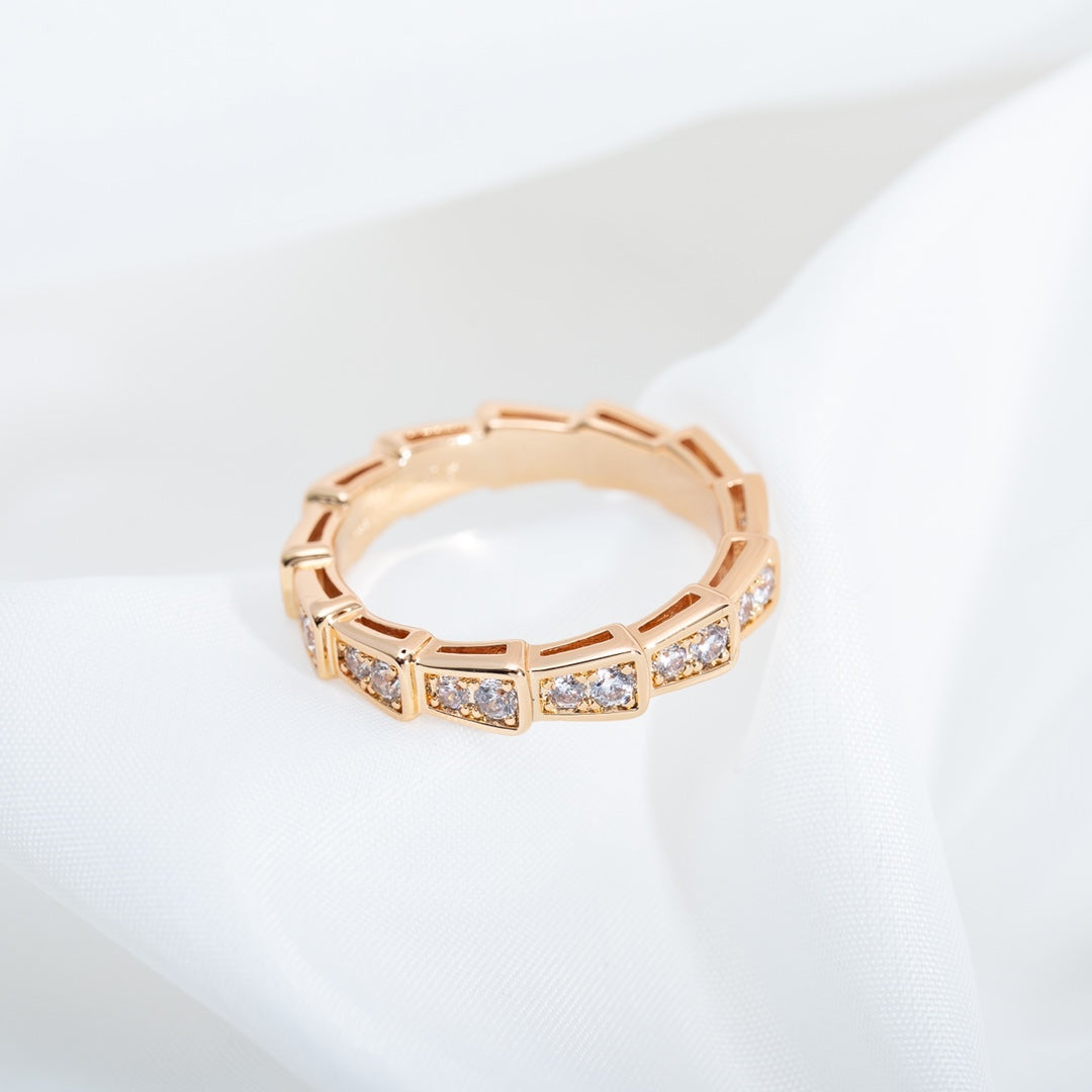 [Everoly JW]SERPENTI RING PINK GOLD DIAMOND PAVED 3MM