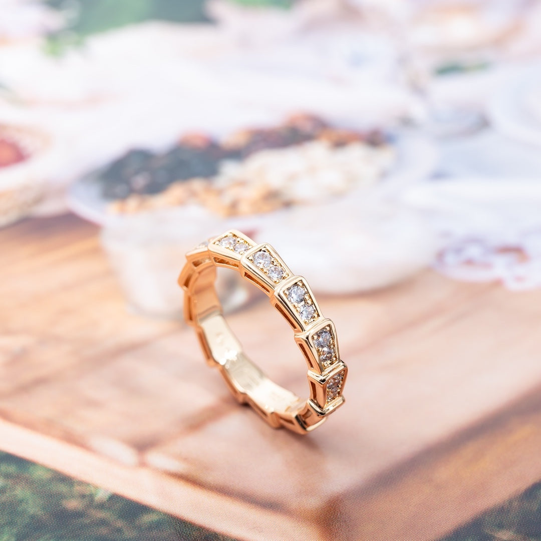 [Everoly JW]SERPENTI RING PINK GOLD DIAMOND PAVED 3MM