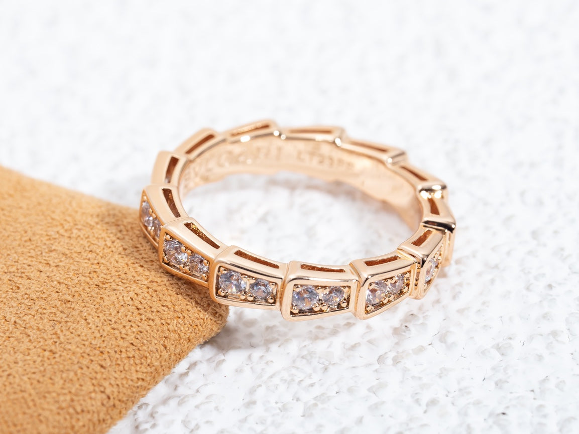 [Everoly JW]SERPENTI RING PINK GOLD DIAMOND PAVED 3MM