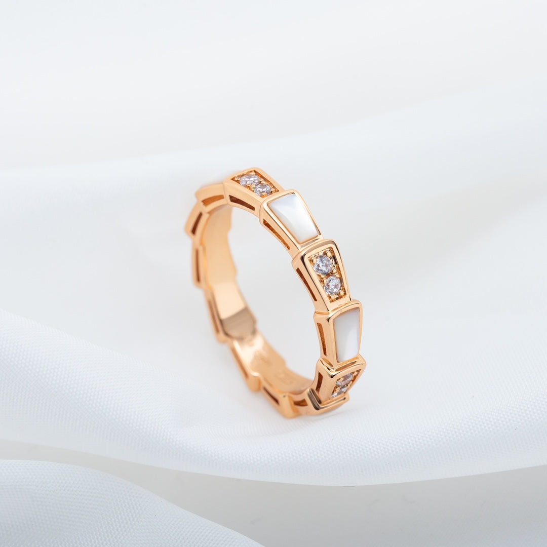 [Everoly JW]SERPENTI RING PINK GOLD DIAMOND MOP 3MM