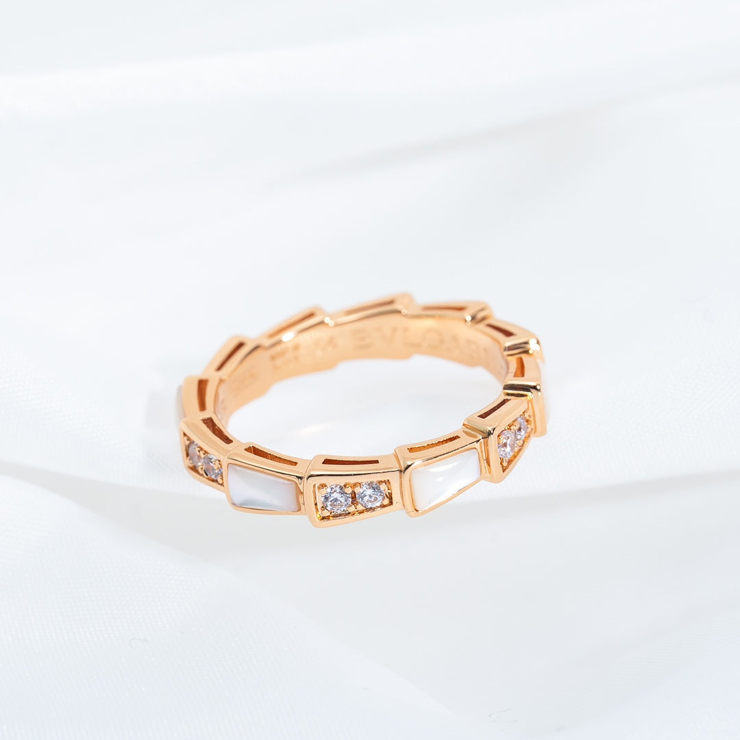 [Everoly JW]SERPENTI RING PINK GOLD DIAMOND MOP 3MM