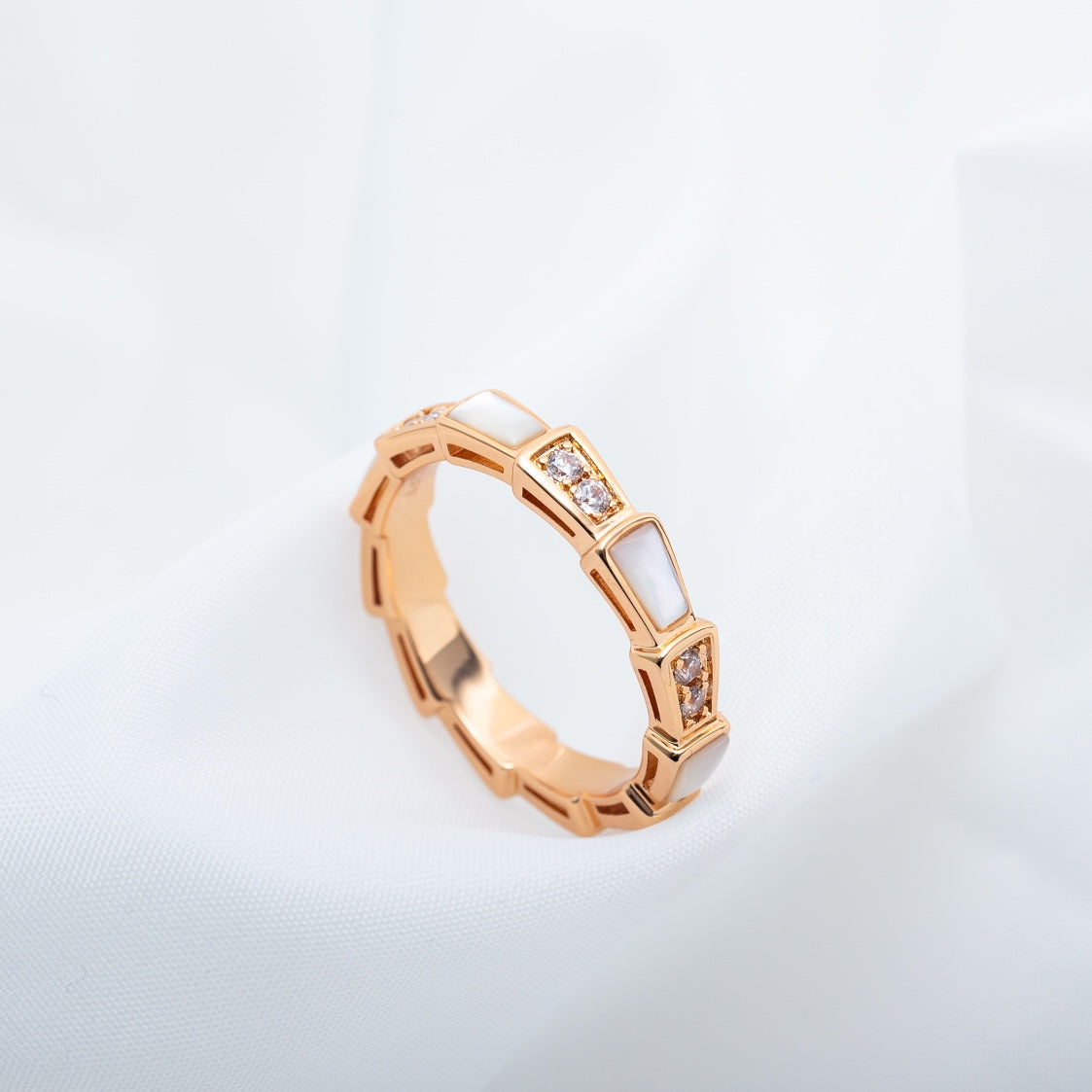 [Everoly JW]SERPENTI RING PINK GOLD DIAMOND MOP 3MM