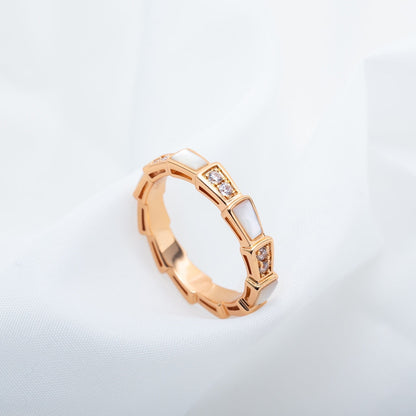 [Everoly JW]SERPENTI RING PINK GOLD DIAMOND MOP 3MM