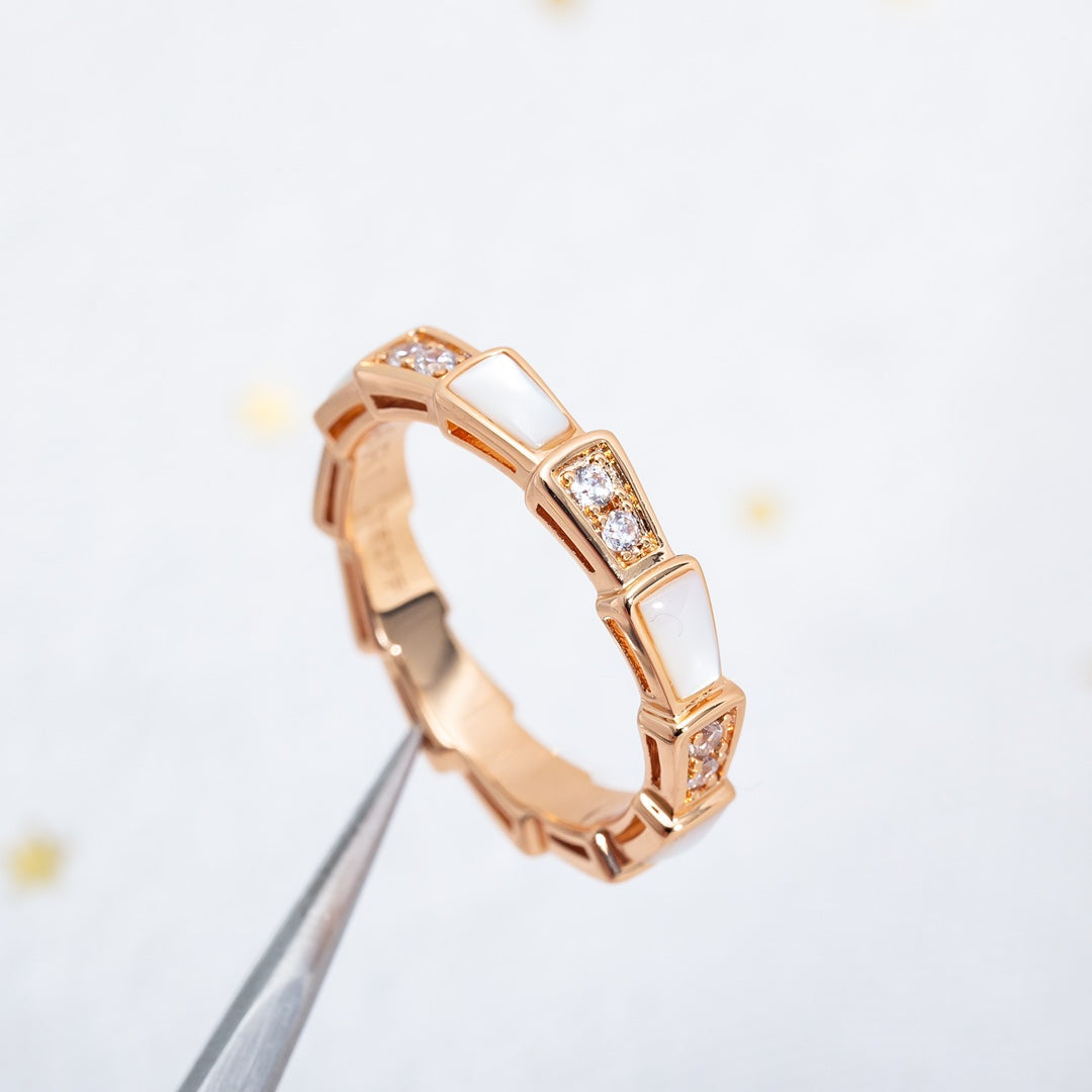 [Everoly JW]SERPENTI RING PINK GOLD DIAMOND MOP 3MM