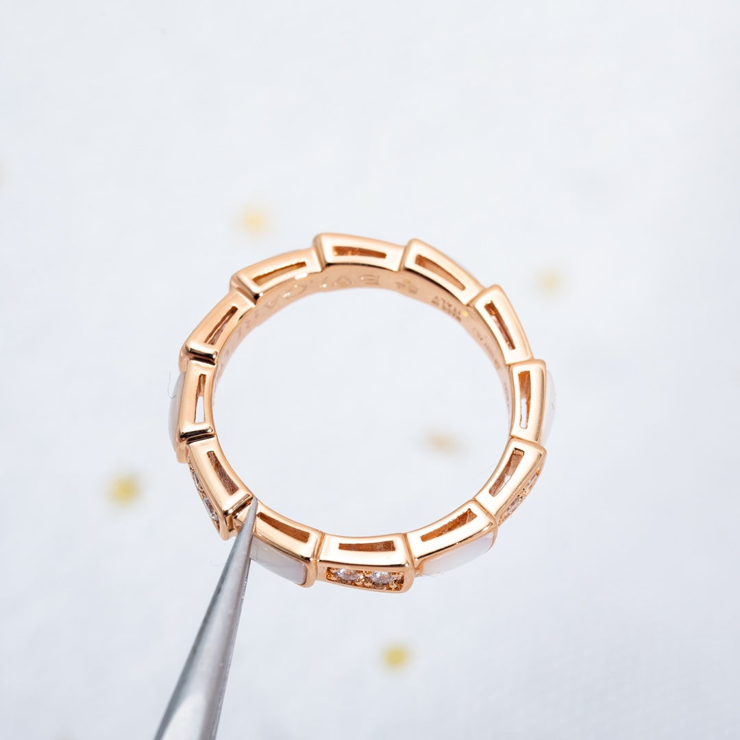 [Everoly JW]SERPENTI RING PINK GOLD DIAMOND MOP 3MM