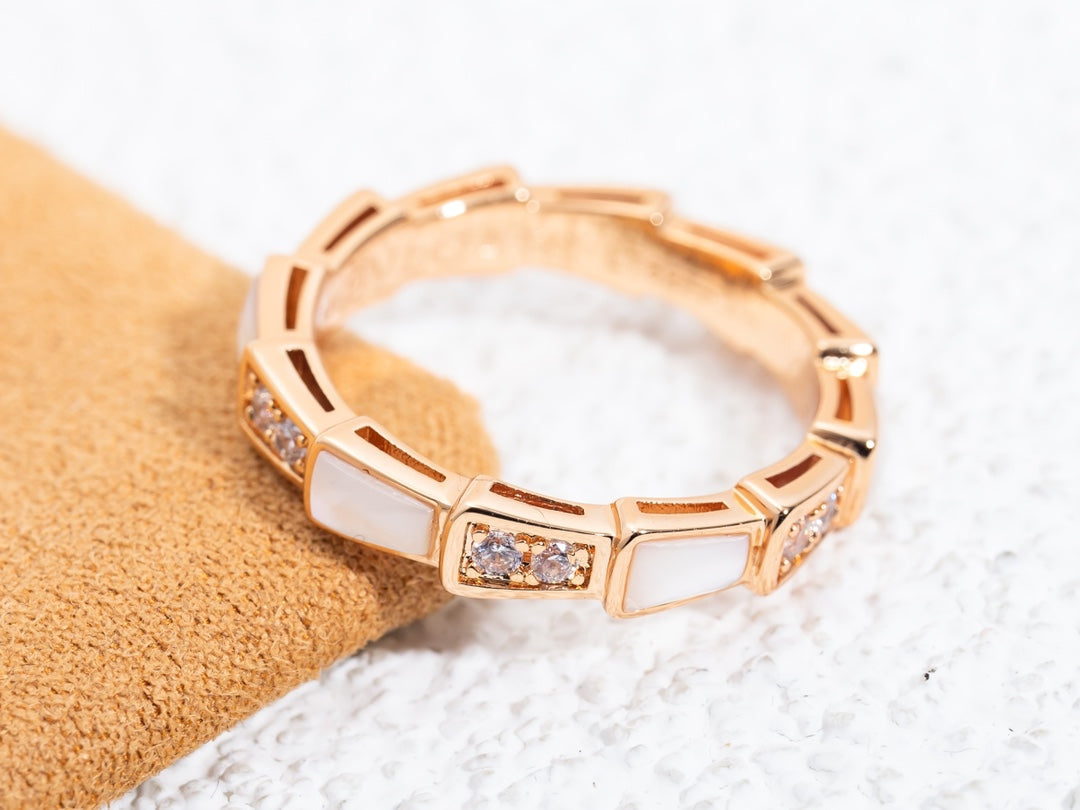 [Everoly JW]SERPENTI RING PINK GOLD DIAMOND MOP 3MM