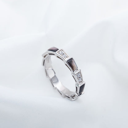 [Everoly JW]SERPENTI RING SILVER  DIAMOND BLACK MOP 3MM