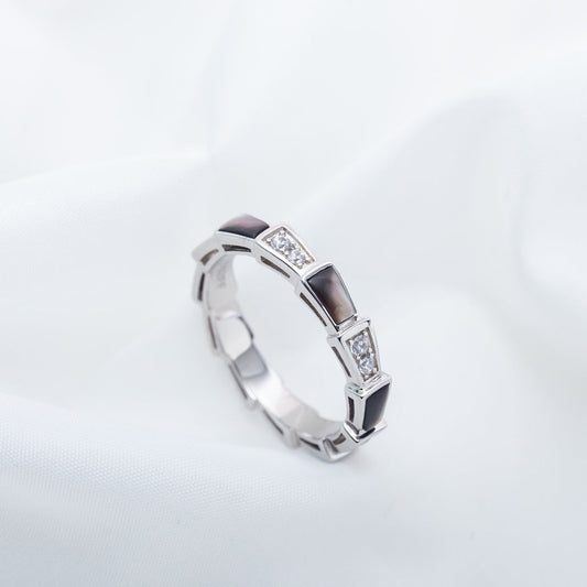[Everoly JW]SERPENTI RING SILVER  DIAMOND BLACK MOP 3MM