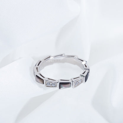 [Everoly JW]SERPENTI RING SILVER  DIAMOND BLACK MOP 3MM