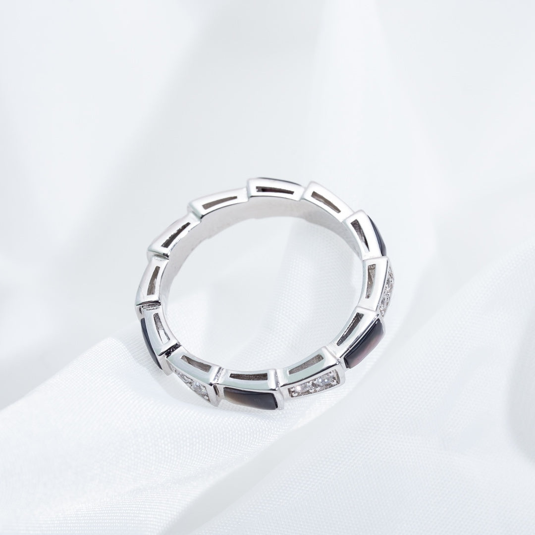[Everoly JW]SERPENTI RING SILVER  DIAMOND BLACK MOP 3MM