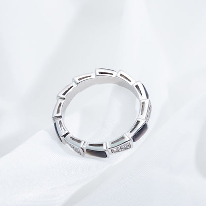 [Everoly JW]SERPENTI RING SILVER  DIAMOND BLACK MOP 3MM