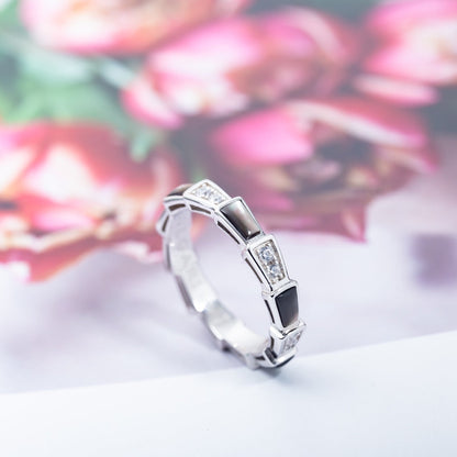 [Everoly JW]SERPENTI RING SILVER  DIAMOND BLACK MOP 3MM