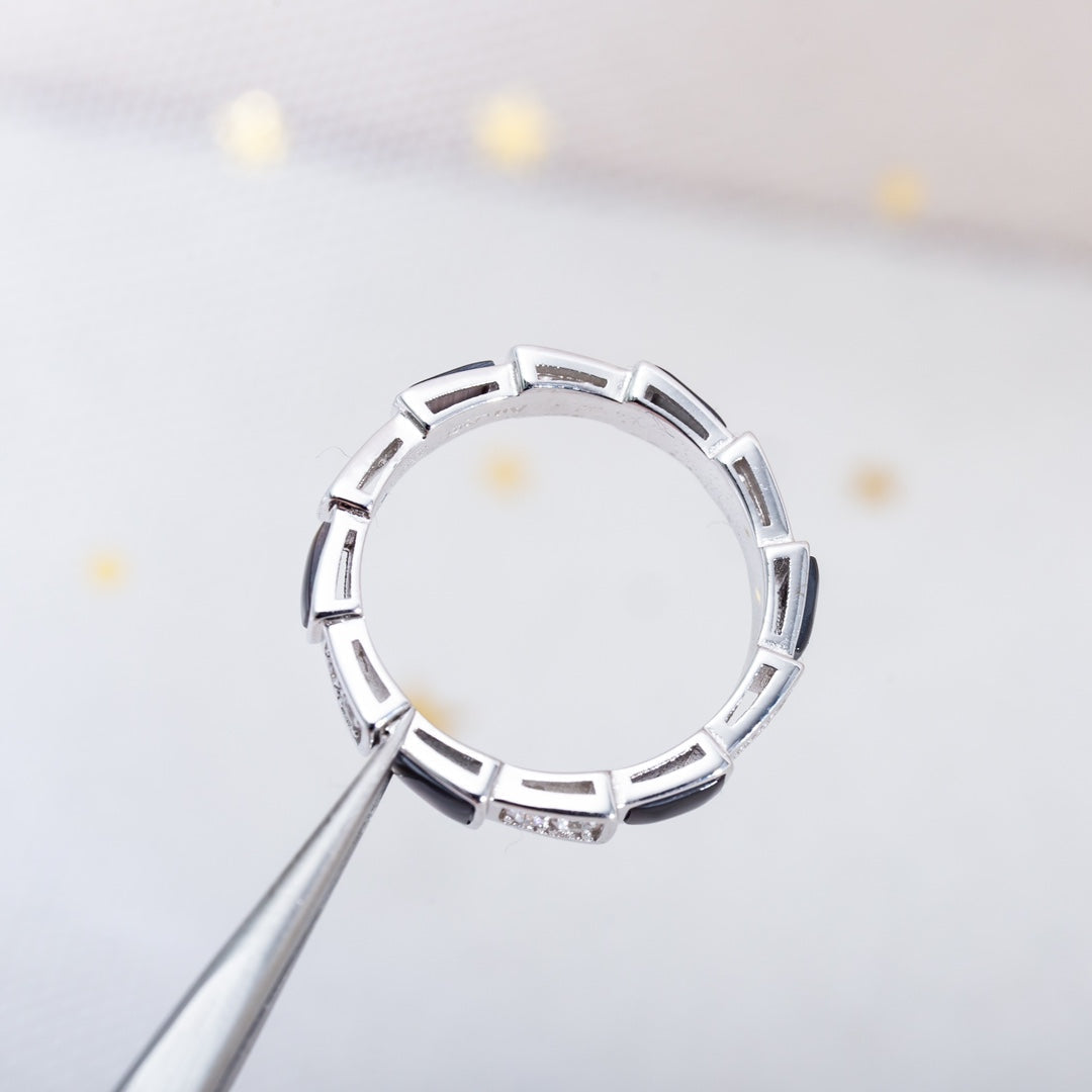 [Everoly JW]SERPENTI RING SILVER  DIAMOND BLACK MOP 3MM