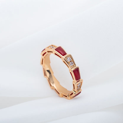 [Everoly JW]SERPENTI RING PINK GOLD CARNELIAN DIAMOND 3MM