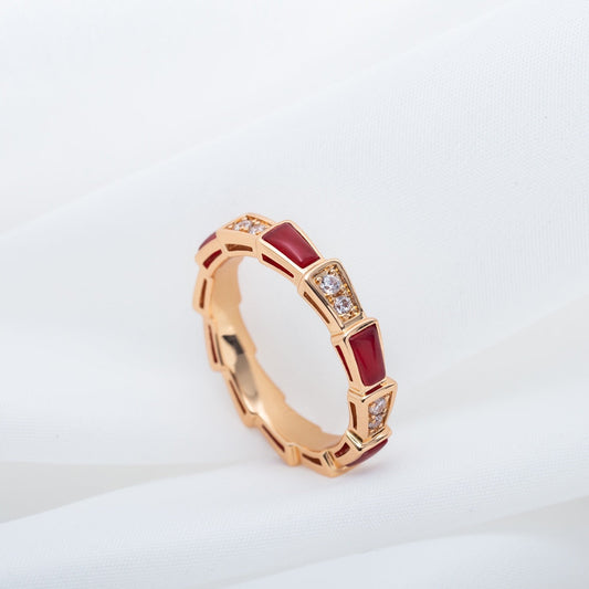 [Everoly JW]SERPENTI RING PINK GOLD CARNELIAN DIAMOND 3MM
