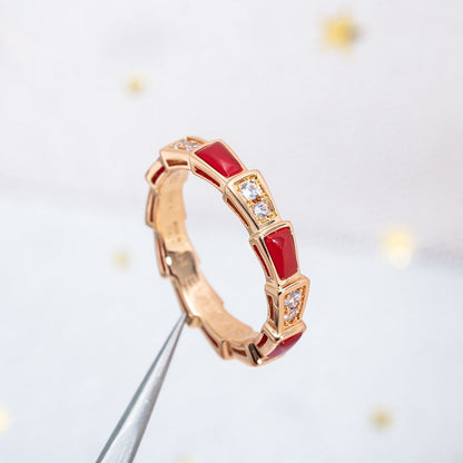 [Everoly JW]SERPENTI RING PINK GOLD CARNELIAN DIAMOND 3MM