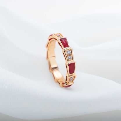 [Everoly JW]SERPENTI RING PINK GOLD CARNELIAN DIAMOND 3MM