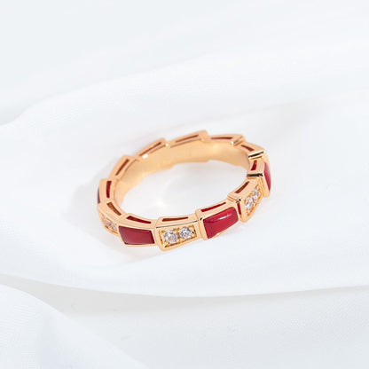 [Everoly JW]SERPENTI RING PINK GOLD CARNELIAN DIAMOND 3MM