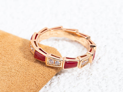 [Everoly JW]SERPENTI RING PINK GOLD CARNELIAN DIAMOND 3MM