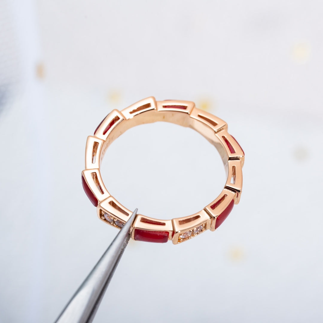 [Everoly JW]SERPENTI RING PINK GOLD CARNELIAN DIAMOND 3MM