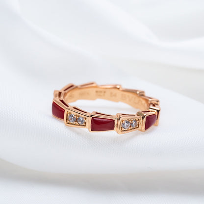 [Everoly JW]SERPENTI RING PINK GOLD CARNELIAN DIAMOND 3MM