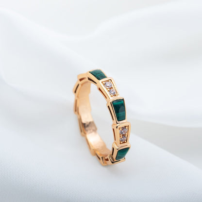 [Everoly JW]SERPENTI RING PINK GOLD MALACHITE DIAMOND 3MM