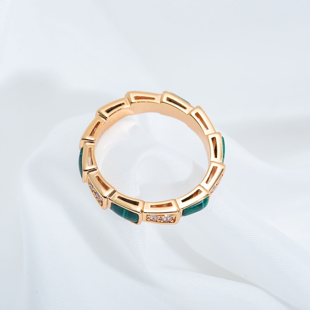 [Everoly JW]SERPENTI RING PINK GOLD MALACHITE DIAMOND 3MM
