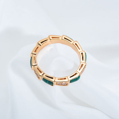 [Everoly JW]SERPENTI RING PINK GOLD MALACHITE DIAMOND 3MM