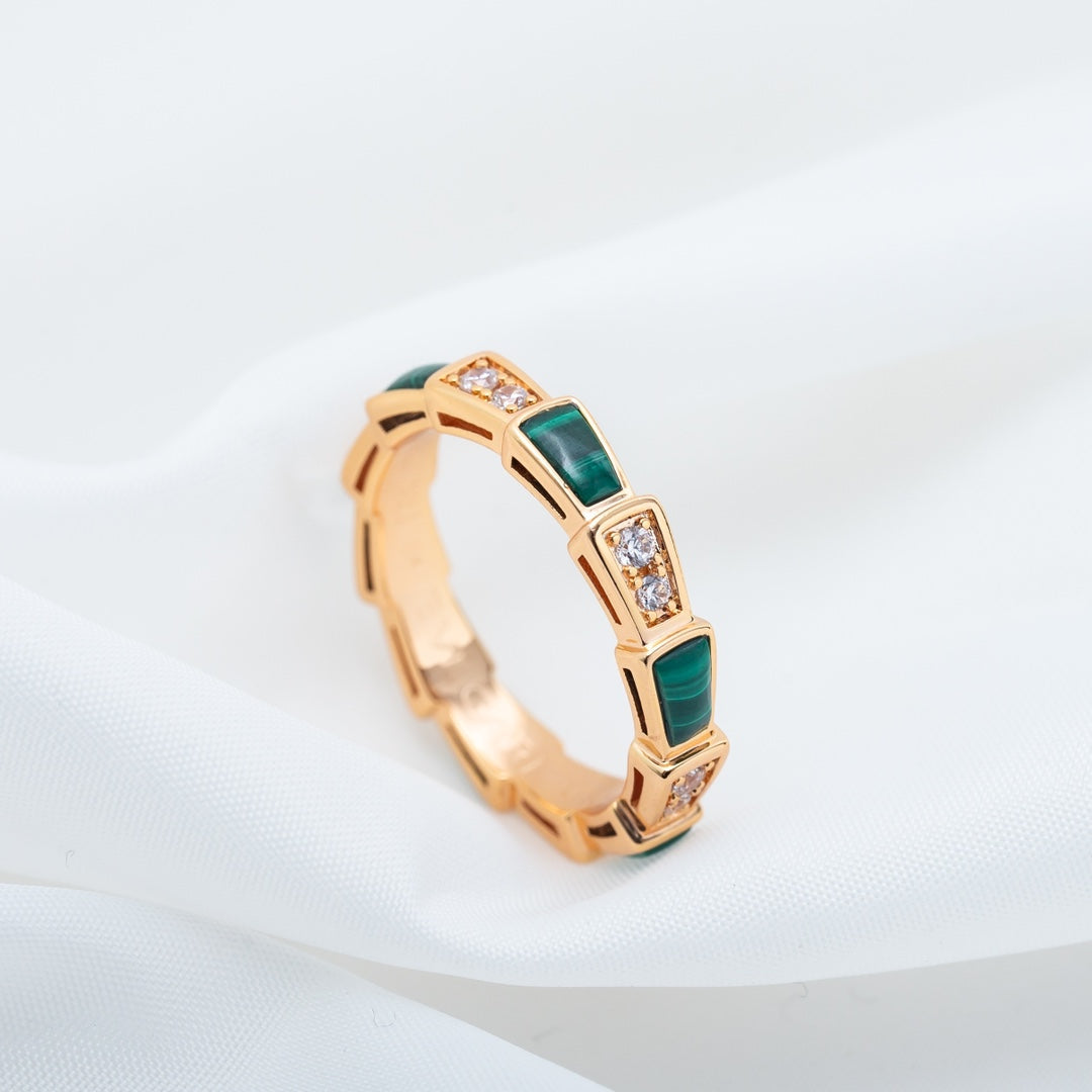 [Everoly JW]SERPENTI RING PINK GOLD MALACHITE DIAMOND 3MM