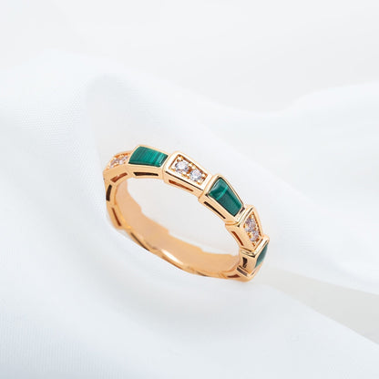 [Everoly JW]SERPENTI RING PINK GOLD MALACHITE DIAMOND 3MM