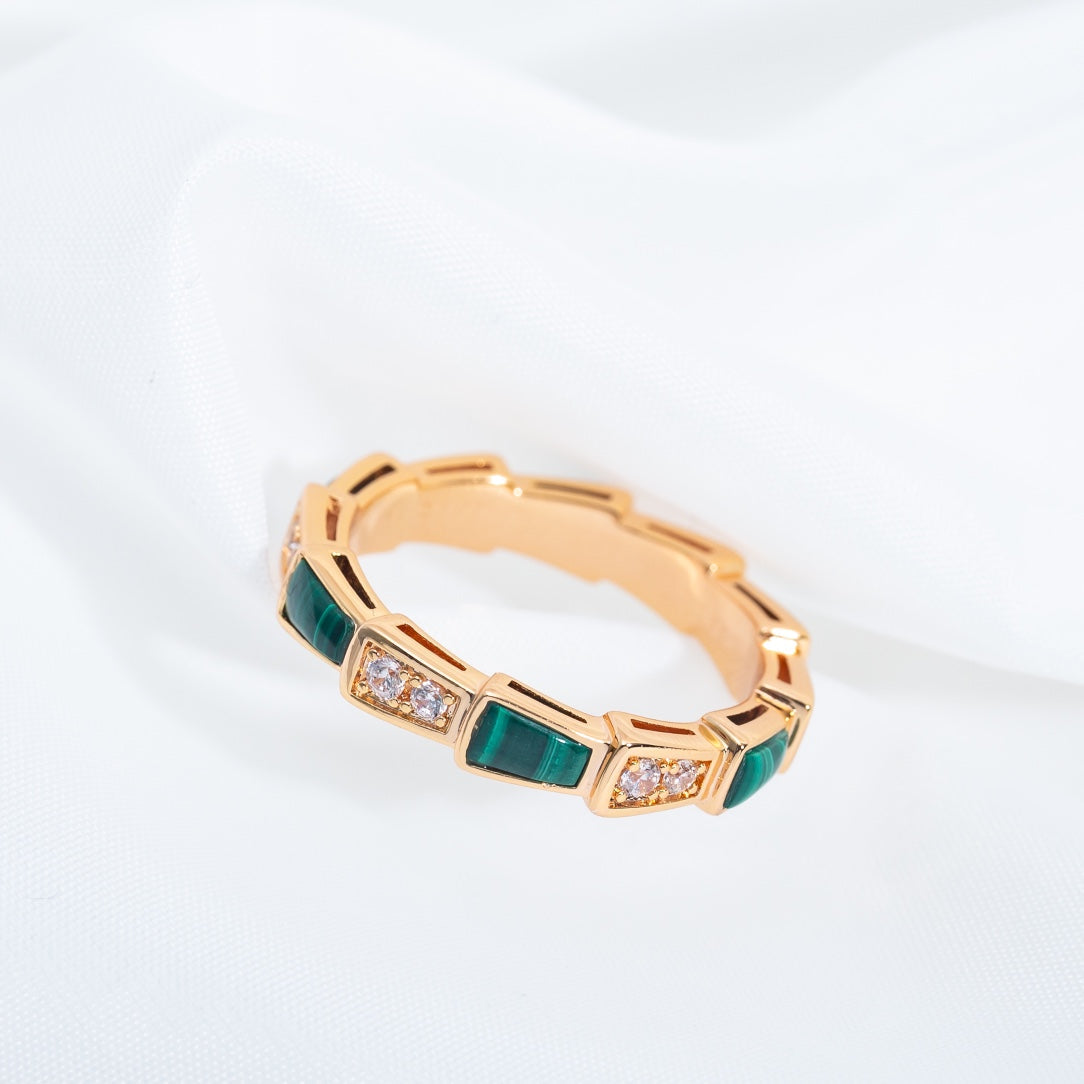 [Everoly JW]SERPENTI RING PINK GOLD MALACHITE DIAMOND 3MM