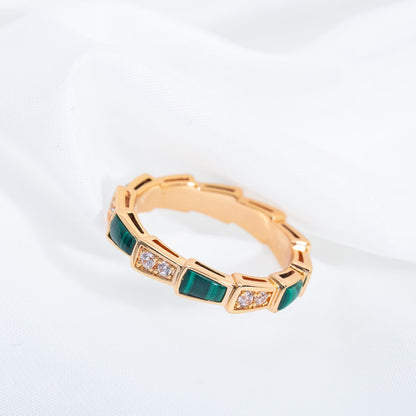 [Everoly JW]SERPENTI RING PINK GOLD MALACHITE DIAMOND 3MM
