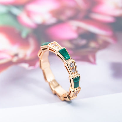 [Everoly JW]SERPENTI RING PINK GOLD MALACHITE DIAMOND 3MM