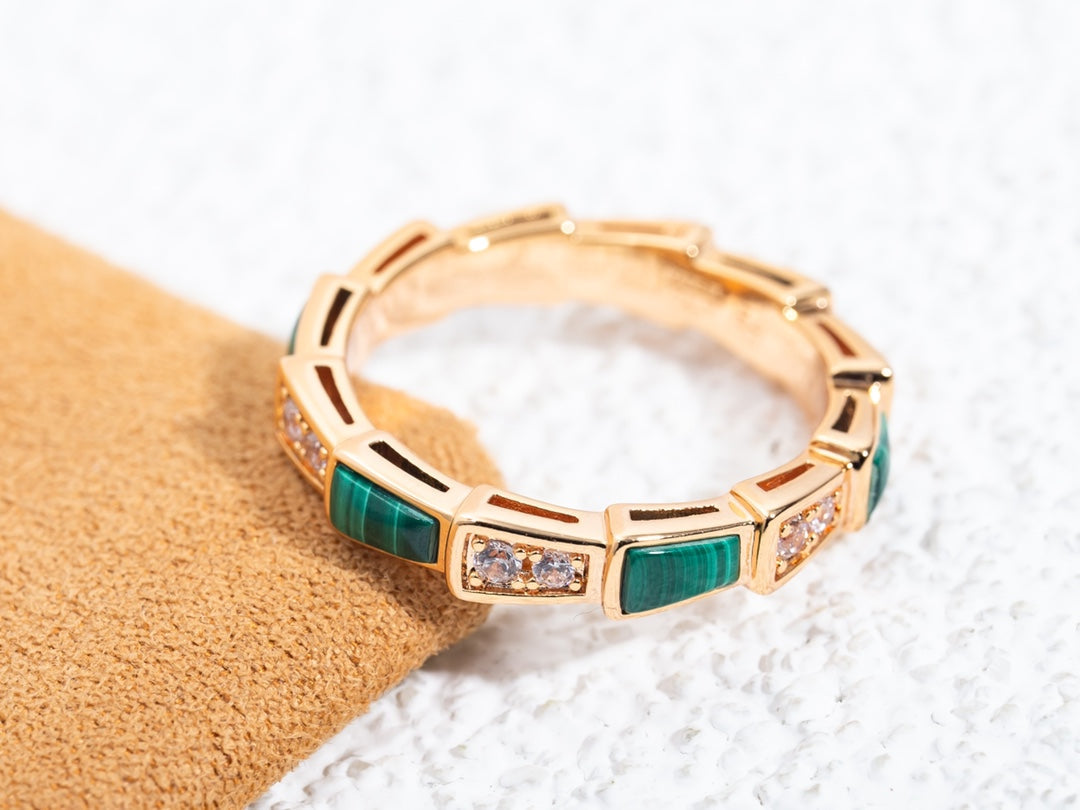 [Everoly JW]SERPENTI RING PINK GOLD MALACHITE DIAMOND 3MM
