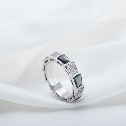 [Everoly JW]SERPENTI RING SILVER DIAMOND BLACK MOP 4MM