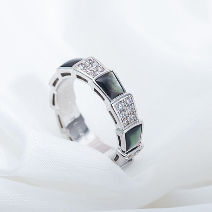 [Everoly JW]SERPENTI RING SILVER DIAMOND BLACK MOP 4MM