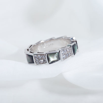 [Everoly JW]SERPENTI RING SILVER DIAMOND BLACK MOP 4MM