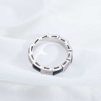 [Everoly JW]SERPENTI RING SILVER DIAMOND BLACK MOP 4MM