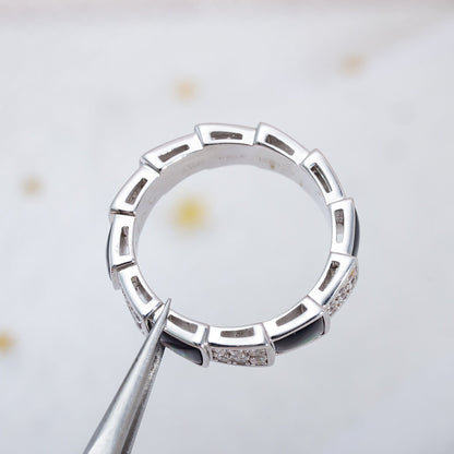 [Everoly JW]SERPENTI RING SILVER DIAMOND BLACK MOP 4MM