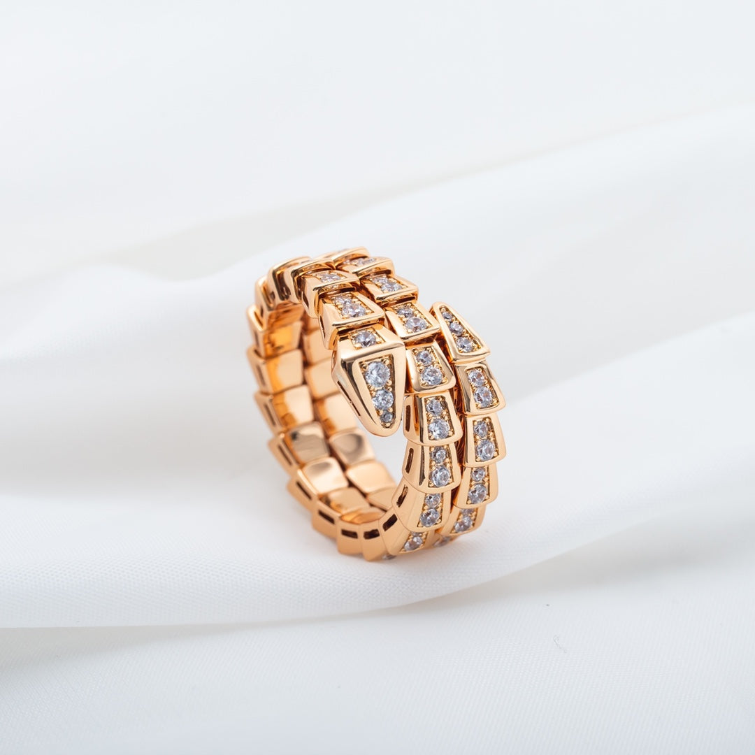 [Everoly JW]SERPENTI RING PINK GOLD DIAMOND DOUBLE ROW