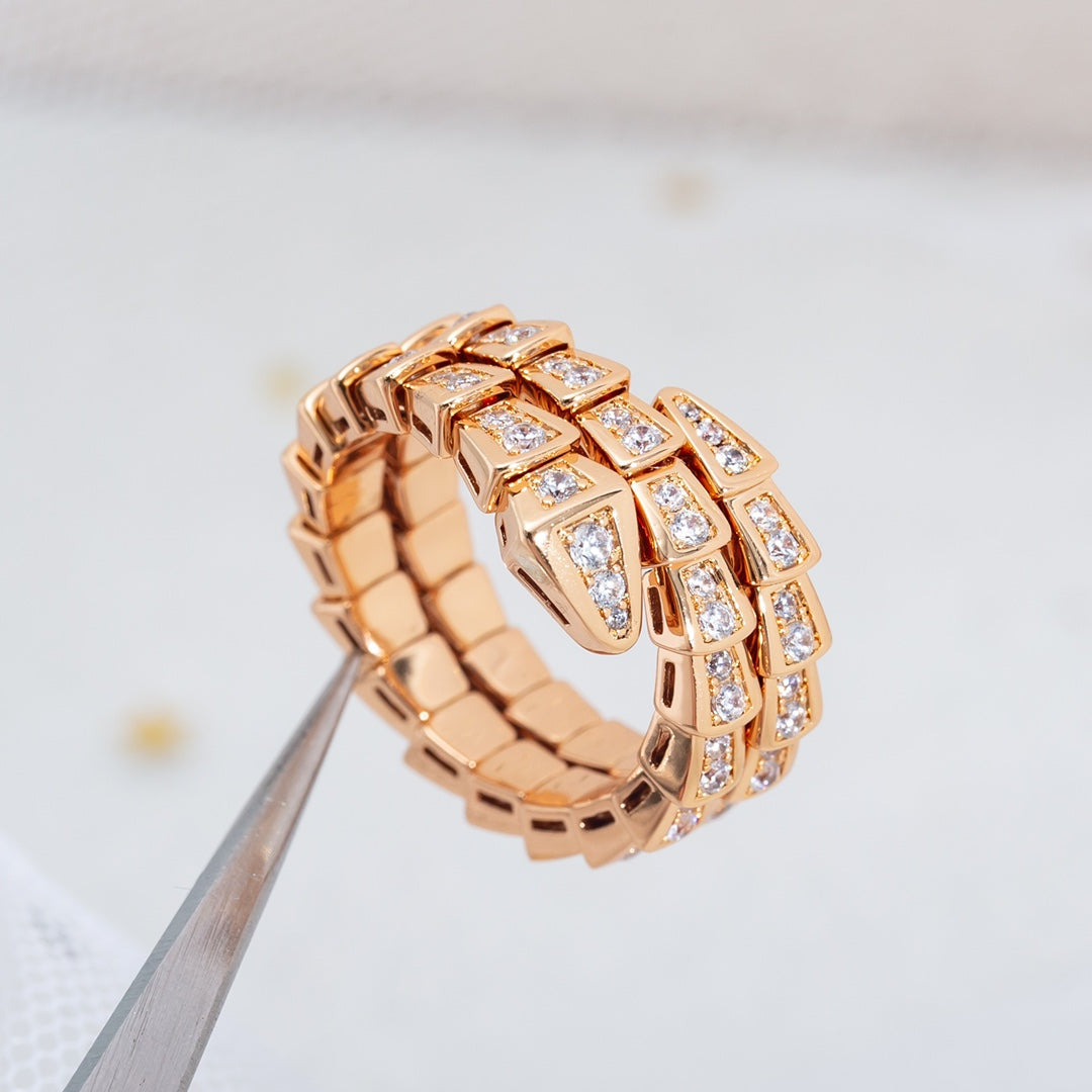 [Everoly JW]SERPENTI RING PINK GOLD DIAMOND DOUBLE ROW