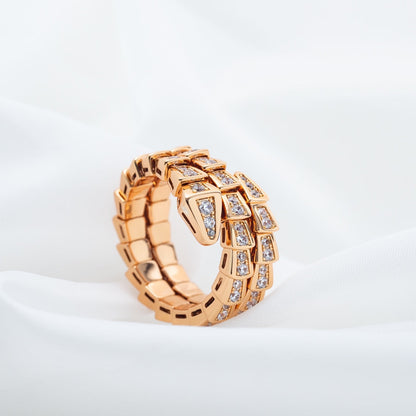[Everoly JW]SERPENTI RING PINK GOLD DIAMOND DOUBLE ROW