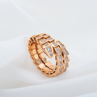 [Everoly JW]SERPENTI RING PINK GOLD DIAMOND DOUBLE ROW