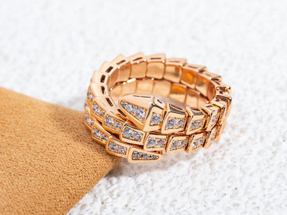 [Everoly JW]SERPENTI RING PINK GOLD DIAMOND DOUBLE ROW