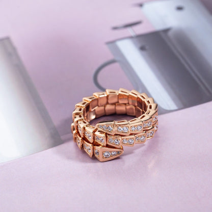 [Everoly JW]SERPENTI RING PINK GOLD DIAMOND DOUBLE ROW