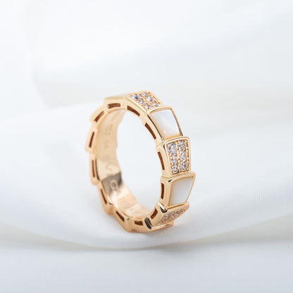[Everoly JW]SERPENTI RING PINK GOLD MOP DIAMOND PAVED 4MM