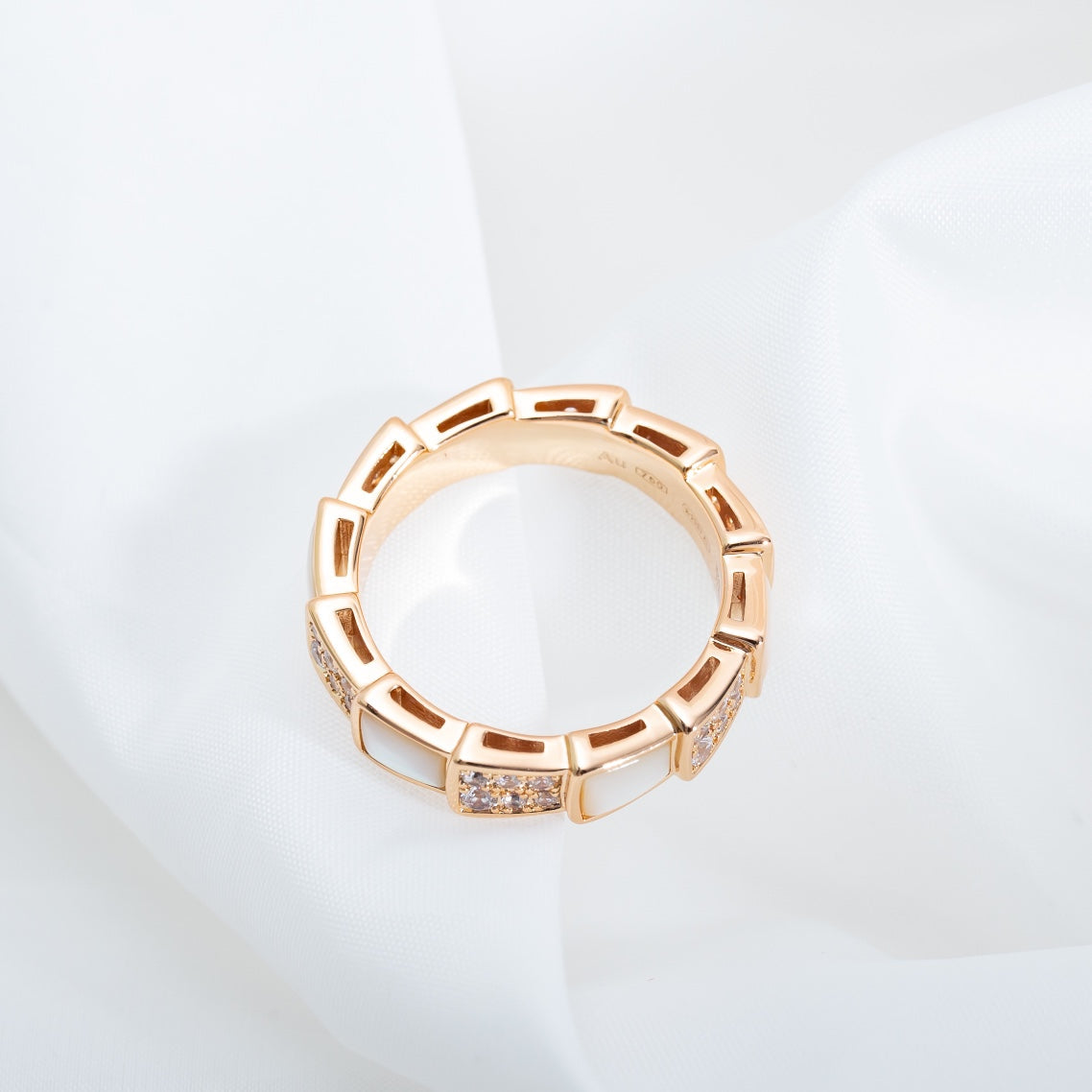 [Everoly JW]SERPENTI RING PINK GOLD MOP DIAMOND PAVED 4MM
