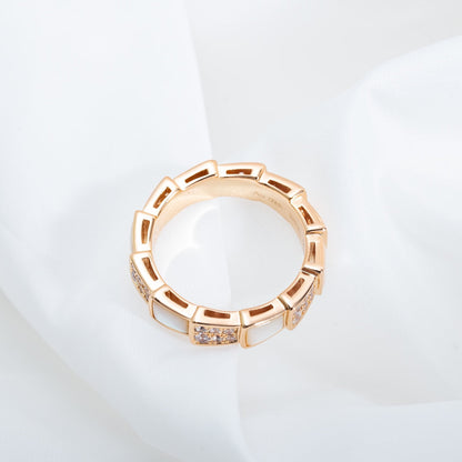 [Everoly JW]SERPENTI RING PINK GOLD MOP DIAMOND PAVED 4MM